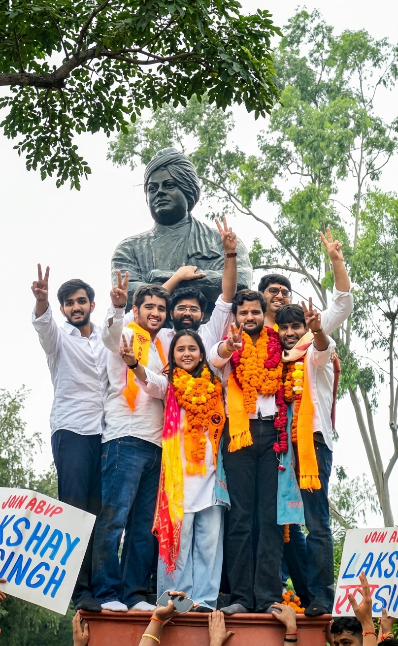 ABVP Dominates DUSU Elections 2026 as Yash Dabas Elected President; Independent Deepanshu Shokeen wins Vice Presidency